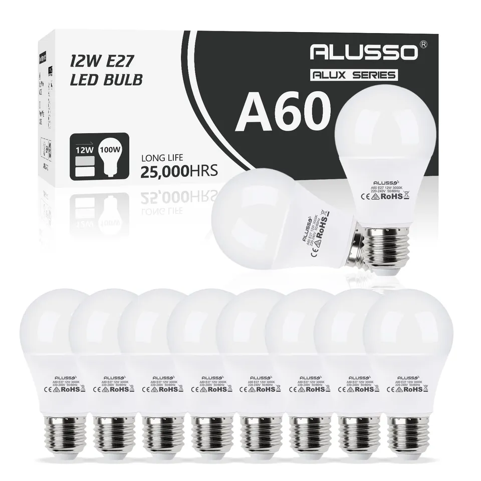 Alusso Bulb E27 LED Glühbirne 12W Warmweiß 3000K 10er-Pack