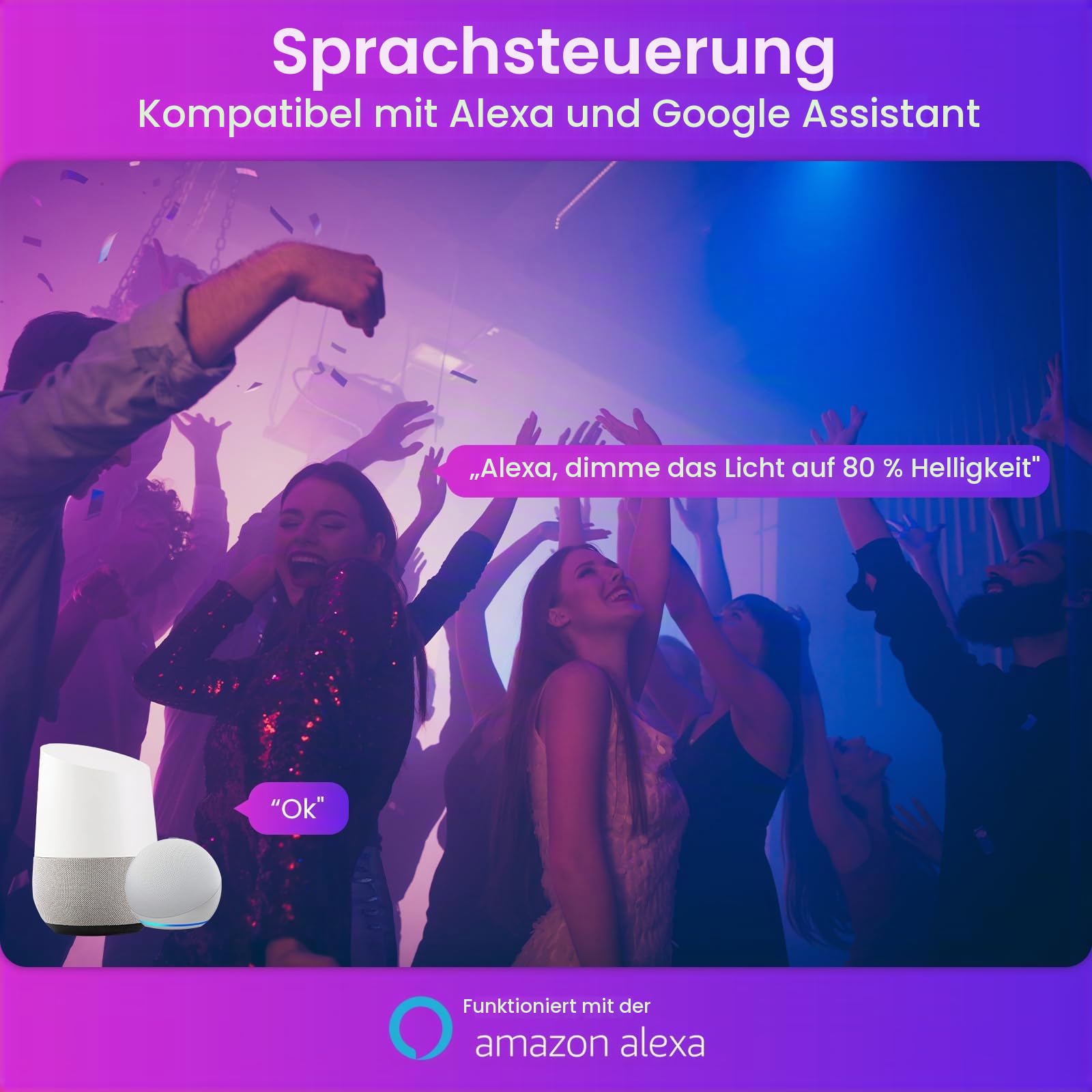 Alusso Smart Home LED Einbaustrahler 4er Weiß RGB Alexa 6W