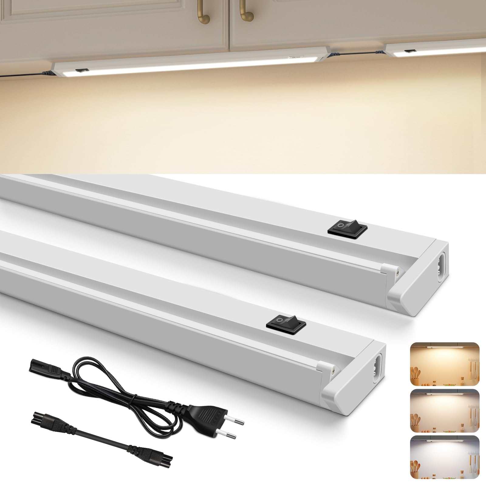 ALUSSO Unterbauleuchte 57cm schwenkbar LED 2 Stück warmweiß