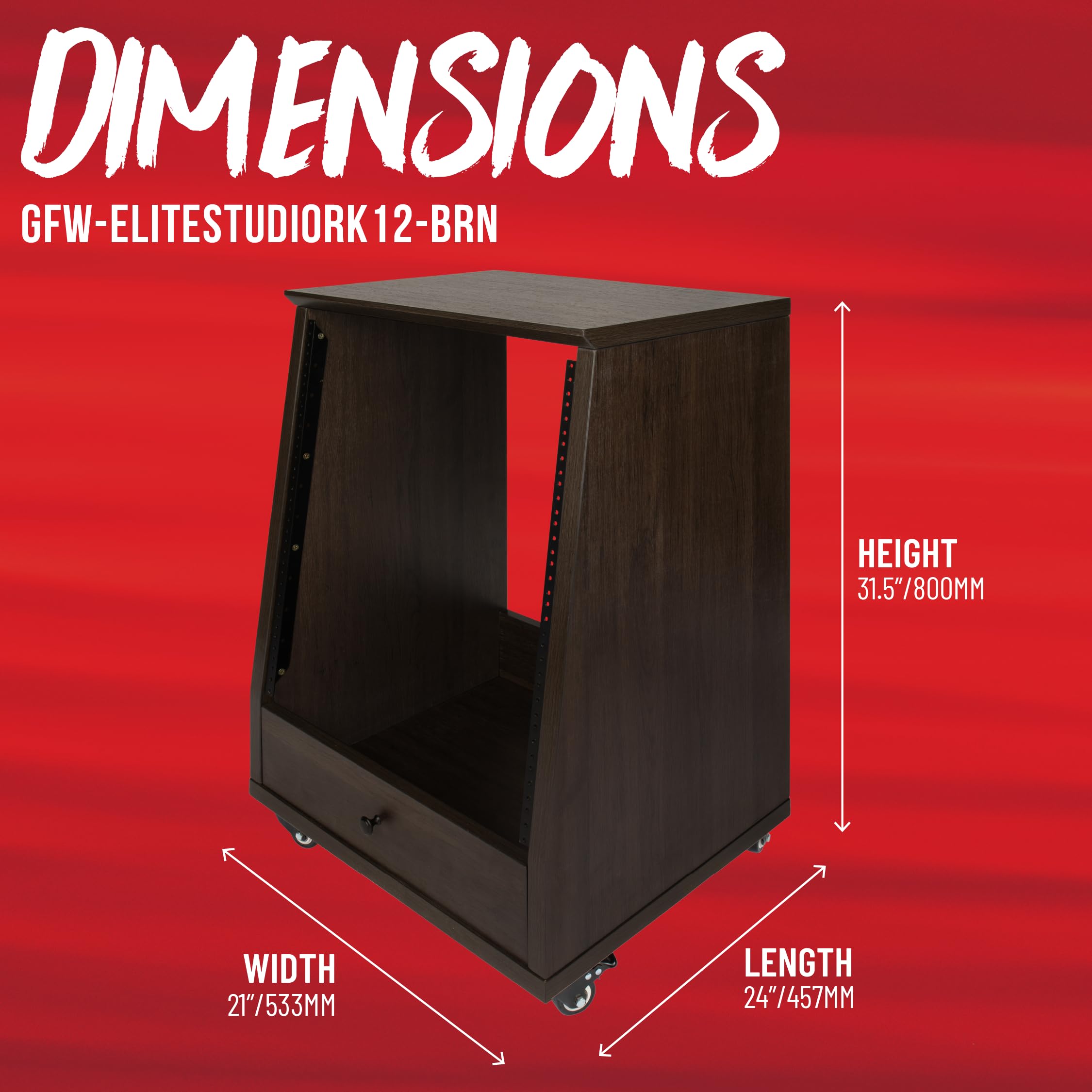 Gator Frameworks Elite GFW-ELITESTUDIORK12-BRN Studio-Rack 12U Braun
