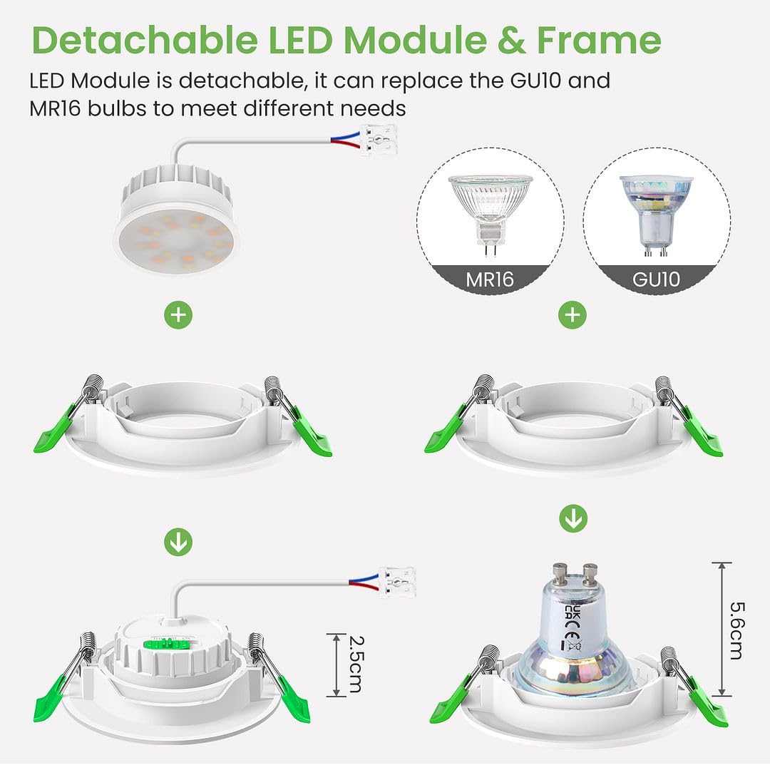 Alusso Recessed Ceiling Light 12er Set 6W 3CCT dimmbar