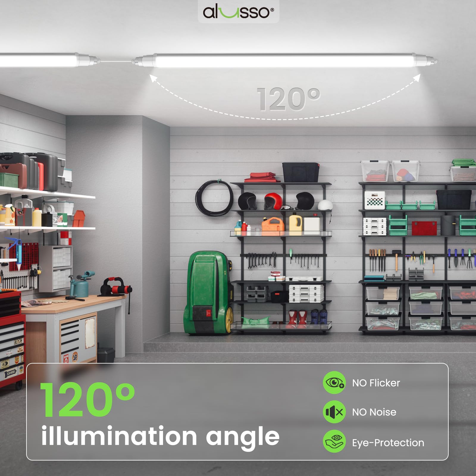 Alusso Recessed Ceiling Light 120cm 5000K Feuchtraumleuchte 2 Stück