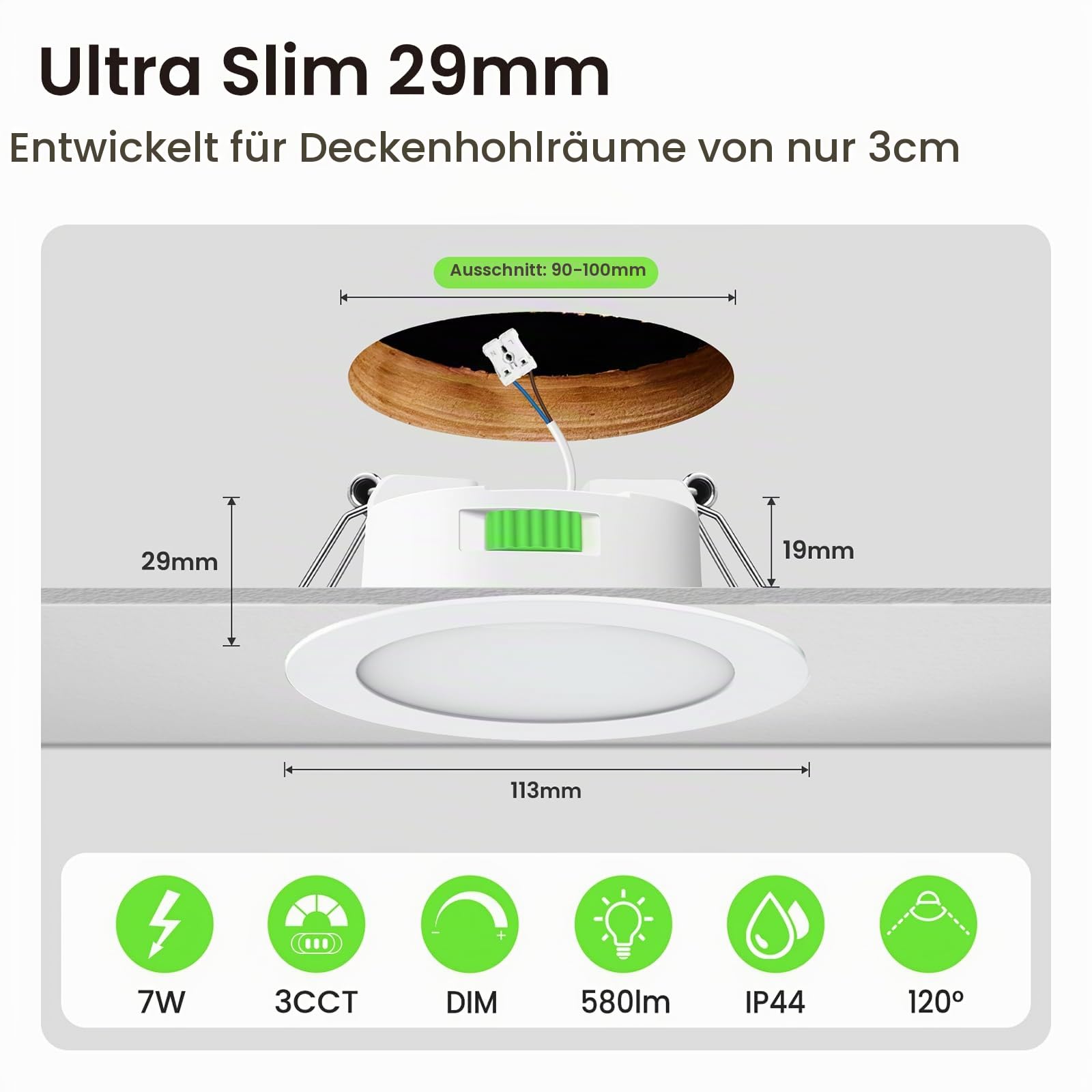 Alusso Recessed Einbaustrahler 6er Set dimmbar weiß