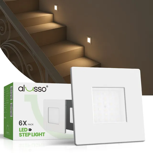 ALUSSO 3WT&3CCT Treppenlicht Einbauspot Quadratisch Weiß 6er Set